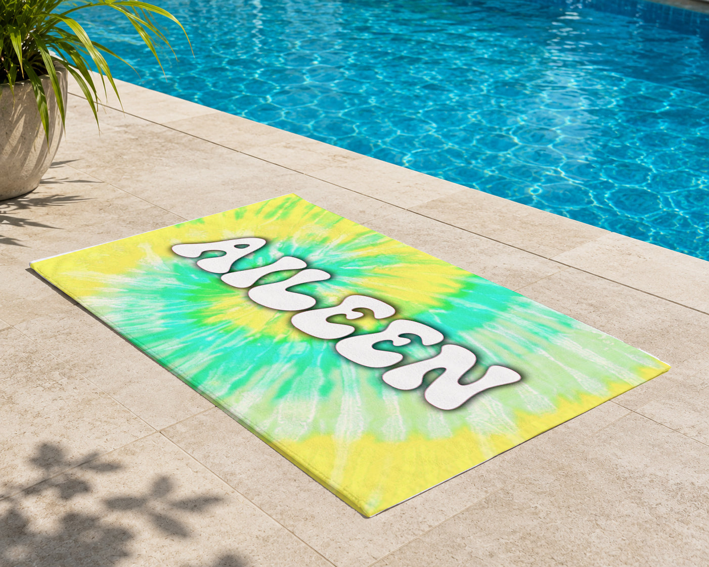 Personalized Pale Tie Dyed Beach Towel | Groovy Inspired Style | Summer Vacation Towel Gift | Beach Trip Keepsake | Vintage Towel Gift (Copy)