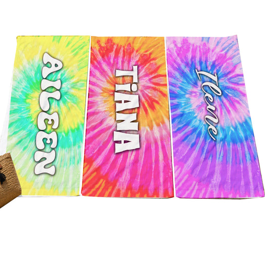 Personalized Pale Tie Dyed Beach Towel | Groovy Inspired Style | Summer Vacation Towel Gift | Beach Trip Keepsake | Vintage Towel Gift (Copy)
