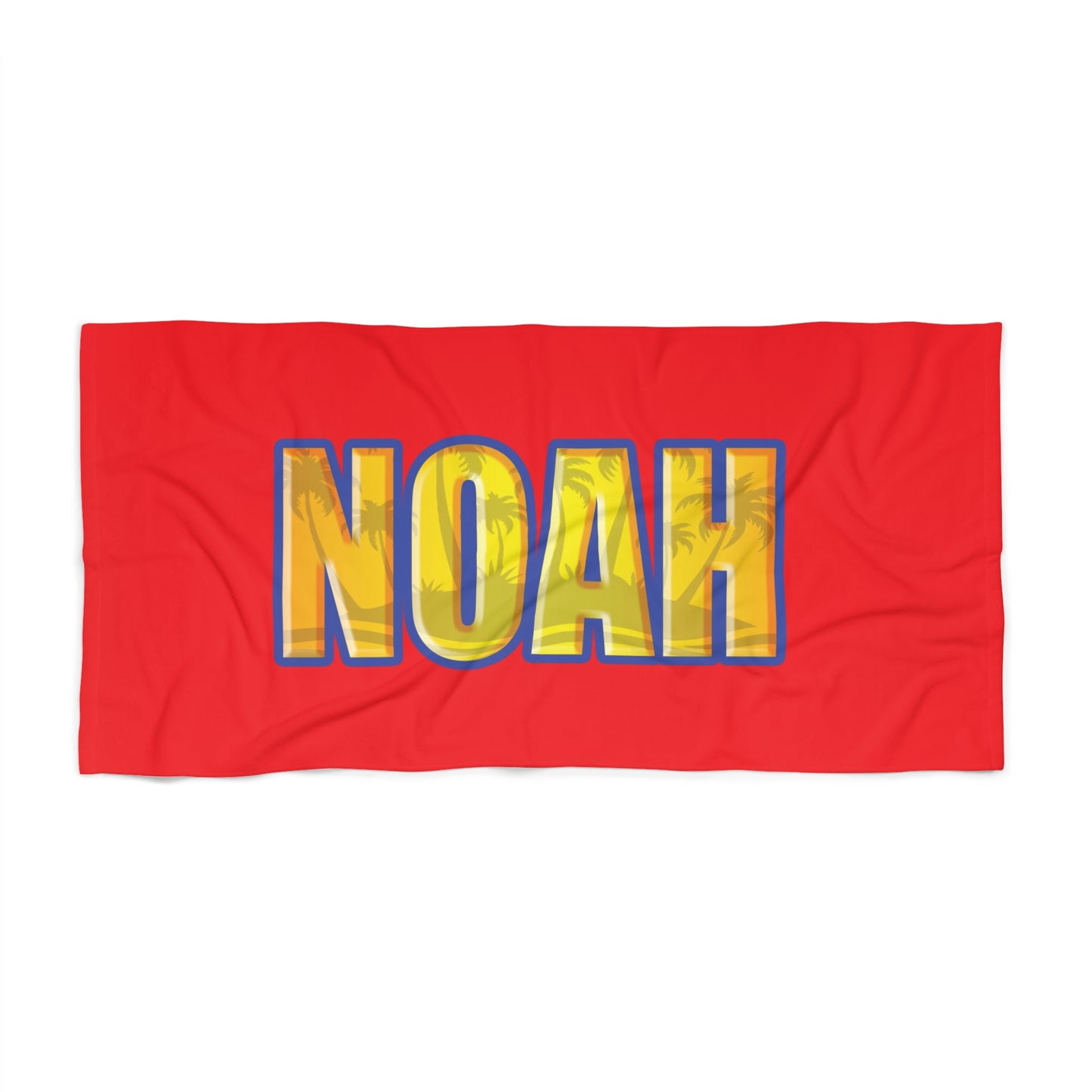 Personalized Beach Towel for Boys, Custom Name Tropical Palm Design