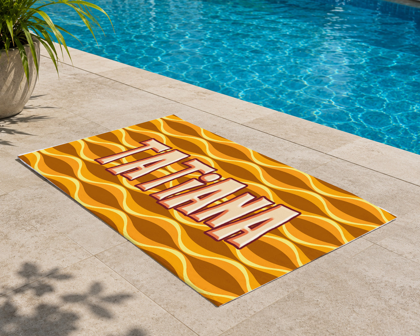 Personalized Retro Waves Beach Towel | Groovy Inspired Style | Summer Vacation Towel Gift | Beach Trip Keepsake | Swim Meets and Teams Gifts