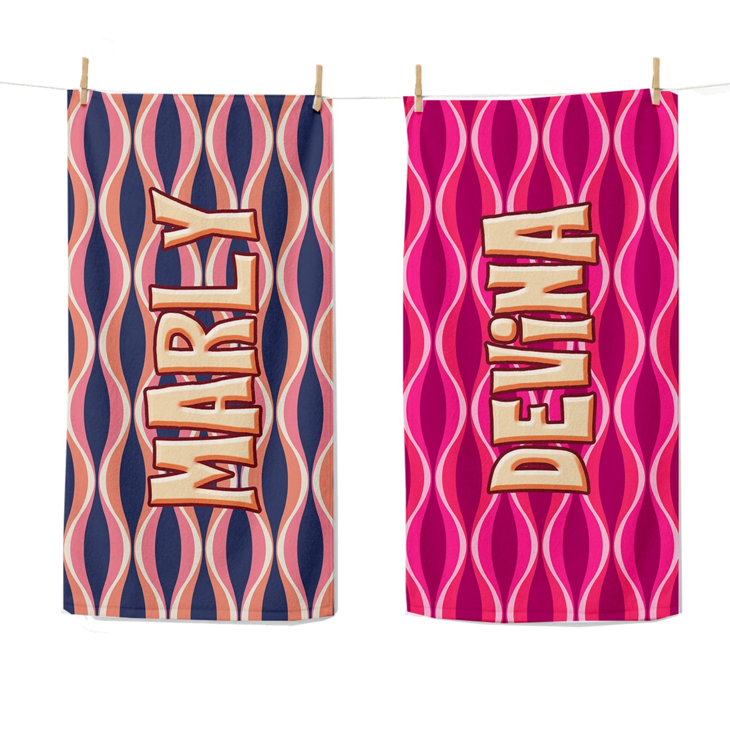 Personalized Retro Waves Beach Towel | Groovy Inspired Style