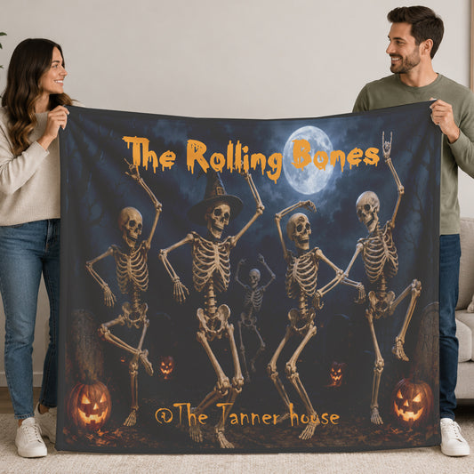 Personalized Skeletons Dancing Halloween Blanket | The Rolling Bones  Spooky Throw Gift | Graveyard Dance Party | Skeletons in Cemetary