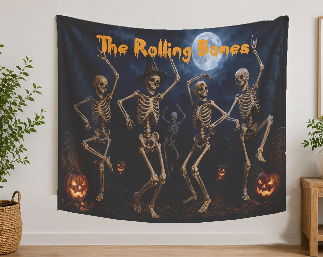 Personalized Skeletons Dancing Halloween Blanket | The Rolling Bones  Spooky Throw Gift | Graveyard Dance Party | Skeletons in Cemetary
