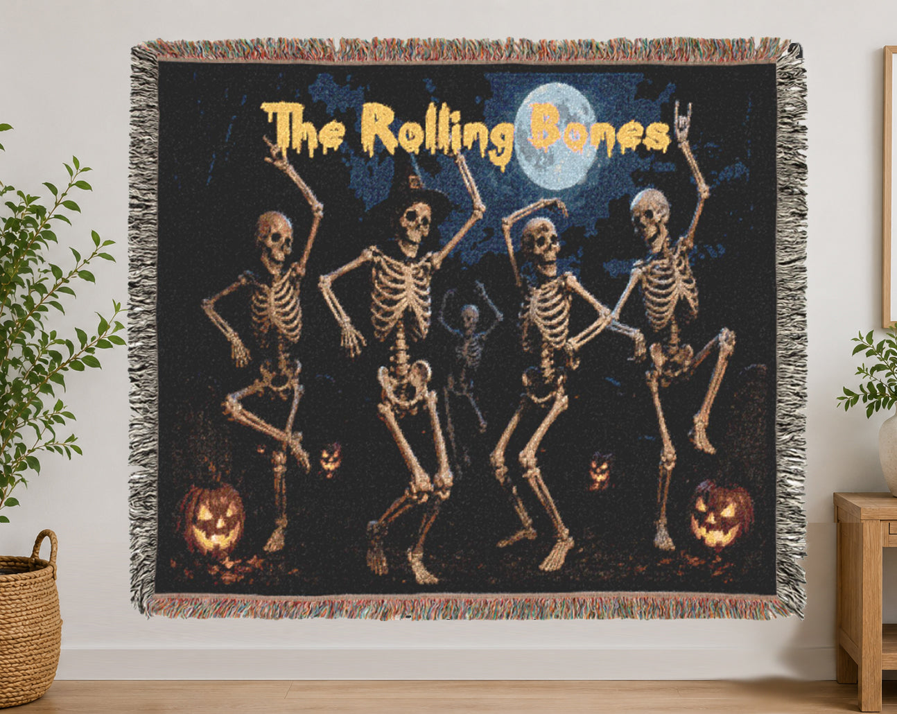 Personalized Skeletons Dancing Halloween Blanket | The Rolling Bones  Spooky Throw Gift | Graveyard Dance Party | Skeletons in Cemetary