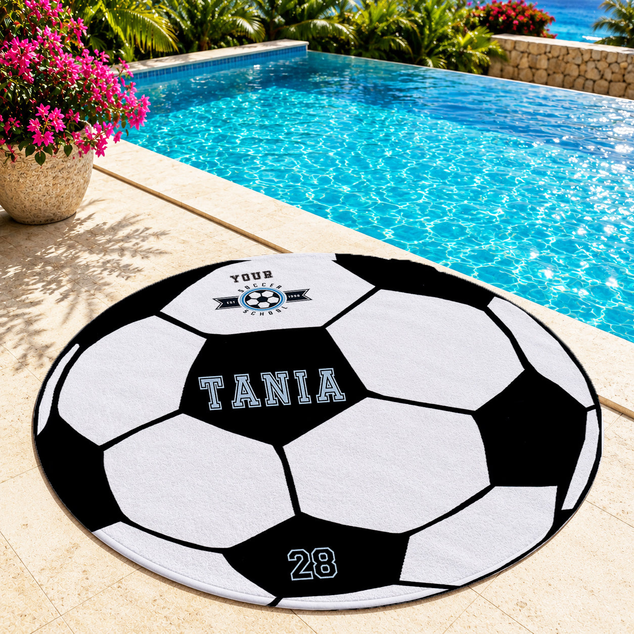Personalized Sports Round Beach Towel  |  Sport Team Logo and Number | Stadium Towel | Baseball, Volleyball, Basketball, Tennis, Soccor Gift