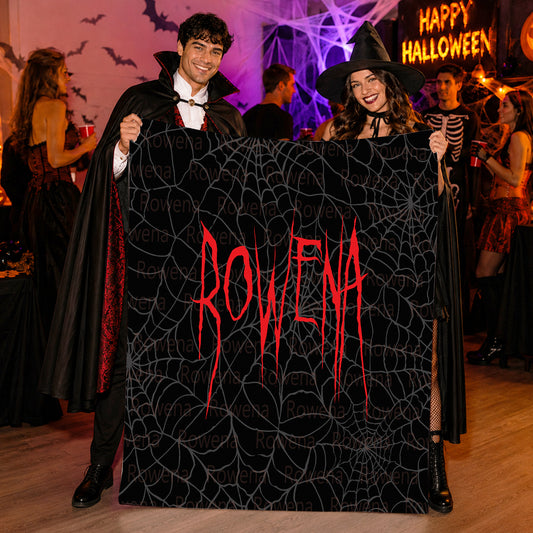 Personalized Halloween Spider Web Name Blanket | Creepy Throw | Macabre Gift |  Spooky Home Fall Decor | Halloween Keepsake | Eerie Autumn