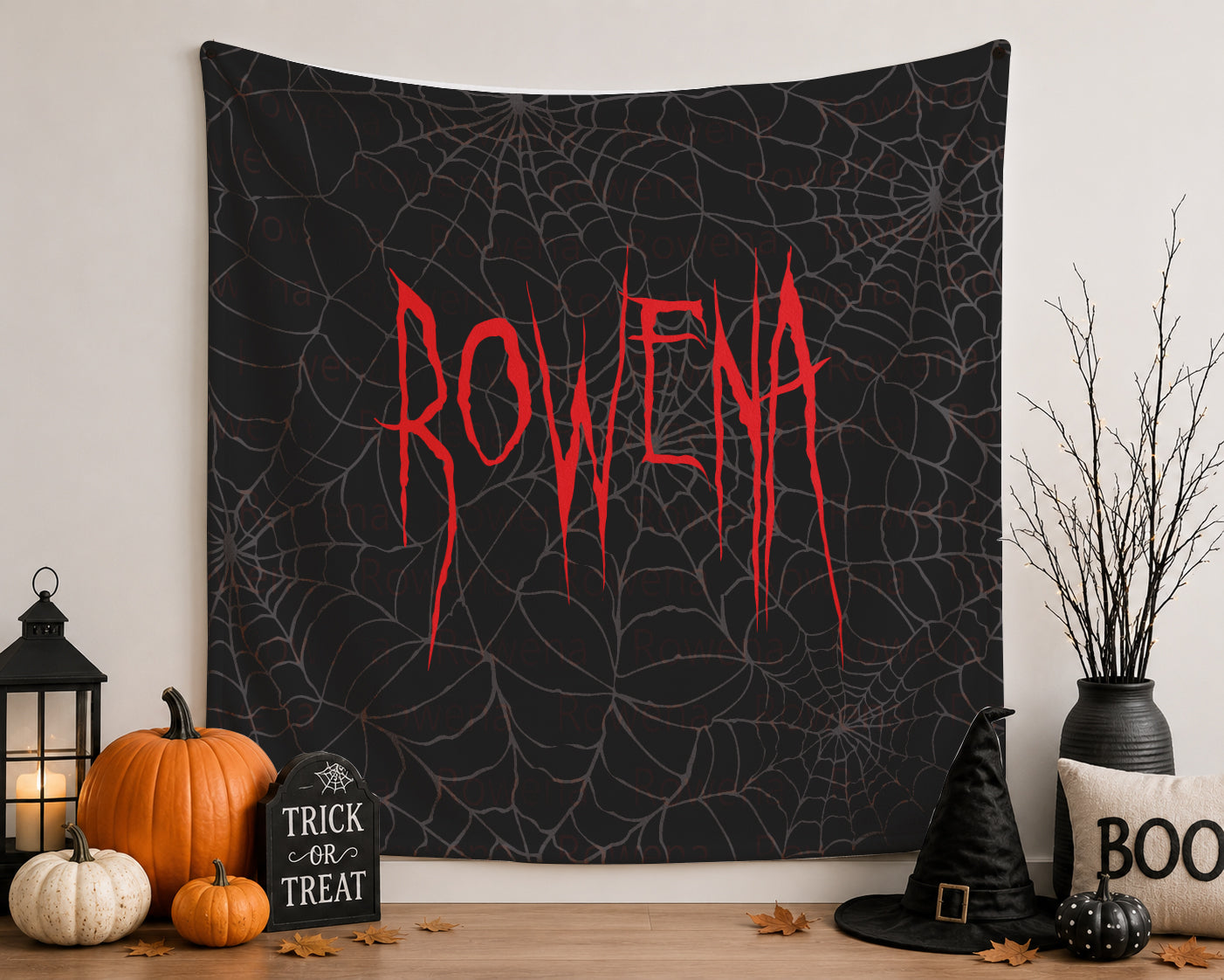 Personalized Halloween Spider Web Name Blanket | Creepy Throw | Macabre Gift |  Spooky Home Fall Decor | Halloween Keepsake | Eerie Autumn