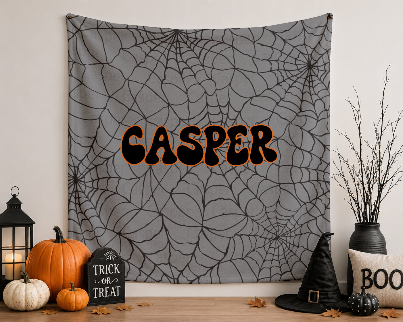 Personalized Halloween Spider Web Name Blanket | Creepy Throw | Macabre Gift |  Spooky Home Fall Decor | Halloween Keepsake | Eerie Autumn