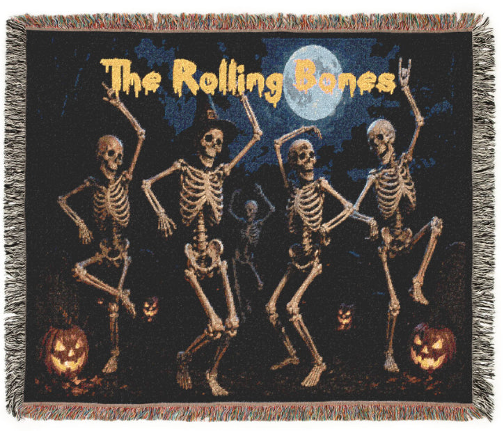Personalized Skeletons Dancing Halloween Blanket | The Rolling Bones  Spooky Throw Gift | Graveyard Dance Party | Skeletons in Cemetary