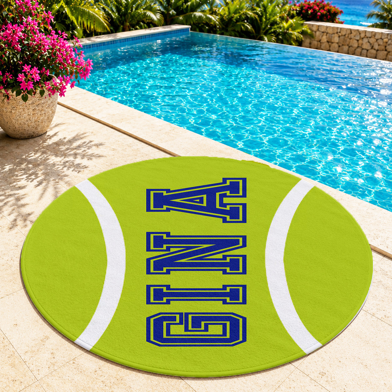 Personalized Sports Round Beach Towel  |  Sport Team Logo and Number | Stadium Towel | Baseball, Volleyball, Basketball, Tennis, Soccor Gift
