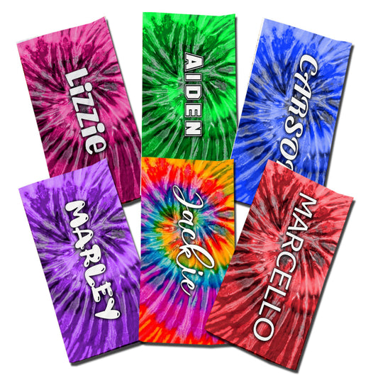Personalized Tie Dyed Beach Towel | Groovy Inspired Style | Summer Vacation Towel Gift | Beach Trip Keepsake | Vintage Towel Gift