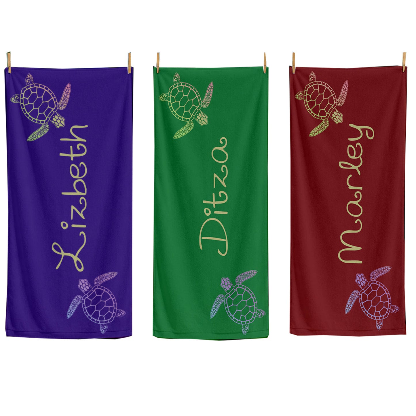 Personalized Sea Turtle Beach Towel