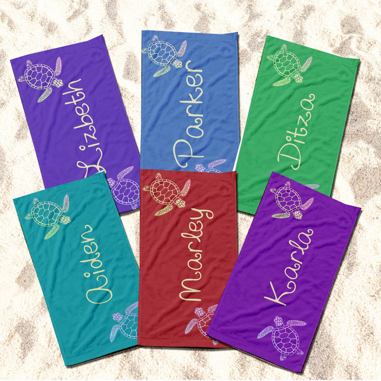 Personalized Sea Turtle Beach Towel | Watercolor Style Turtle Towel with Name | Sea Theme Kids | Custom Summer Vacation Gift  | Beach Day