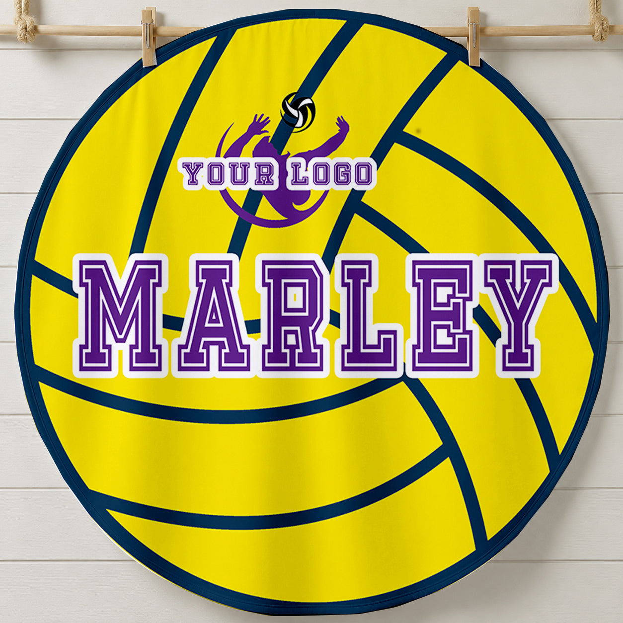 Personalized Sports Round Beach Towel  |  Sport Team Logo and Number | Stadium Towel | Baseball, Volleyball, Basketball, Tennis, Soccor Gift