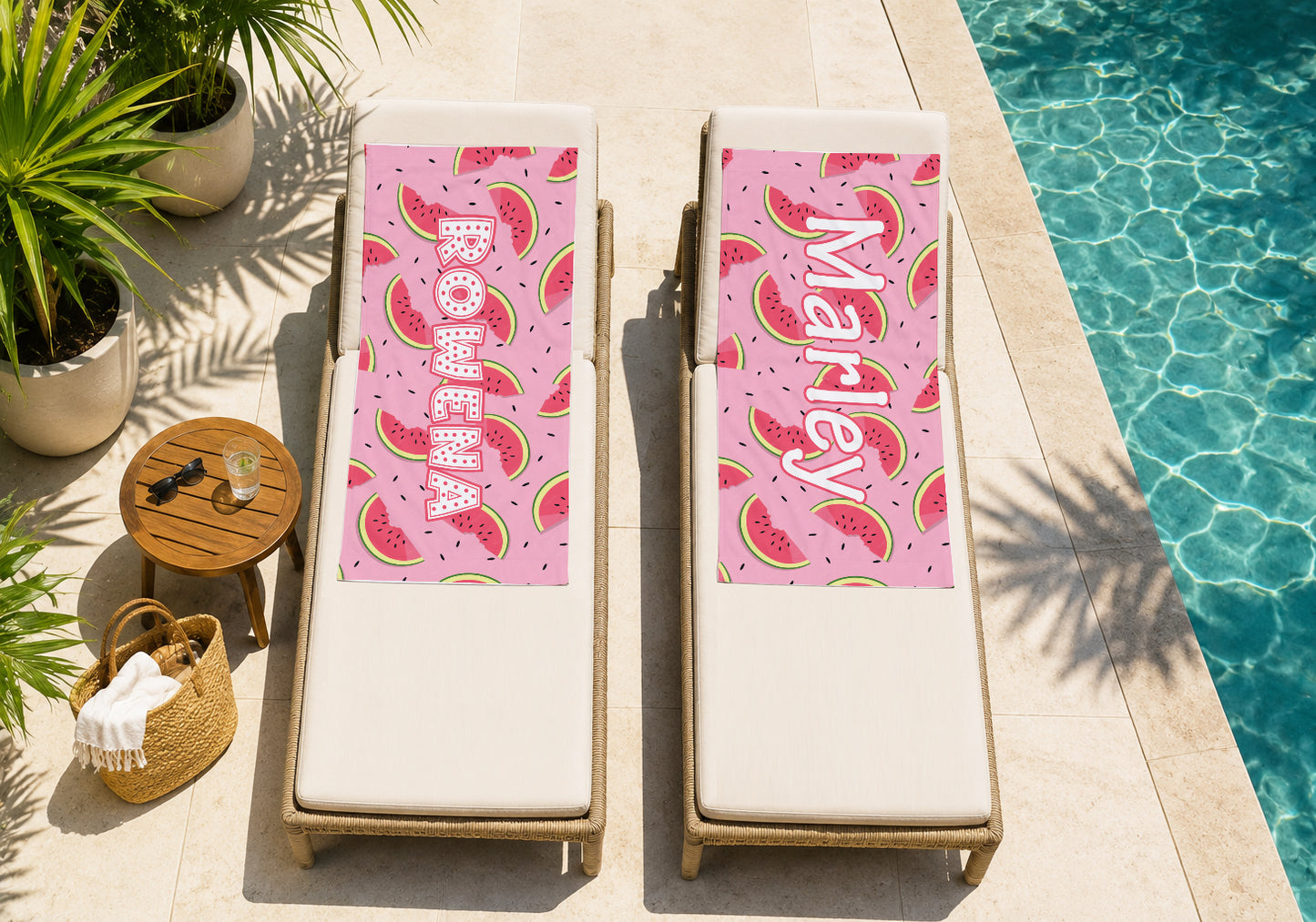 Personalized Watermelon Beach Towel | Summer Fruit Inspired Style | Summer Vacation Towel Gift | Beach Trip Keepsake | Vintage Towel Gift
