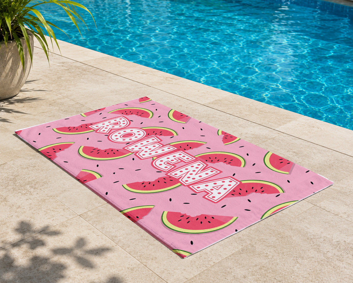 Personalized Watermelon Beach Towel | Summer Fruit Inspired Style | Summer Vacation Towel Gift | Beach Trip Keepsake | Vintage Towel Gift