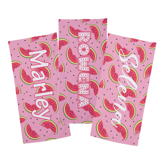 Personalized Watermelon Beach Towel | Summer Fruit Inspired Style | Summer Vacation Towel Gift | Beach Trip Keepsake | Vintage Towel Gift