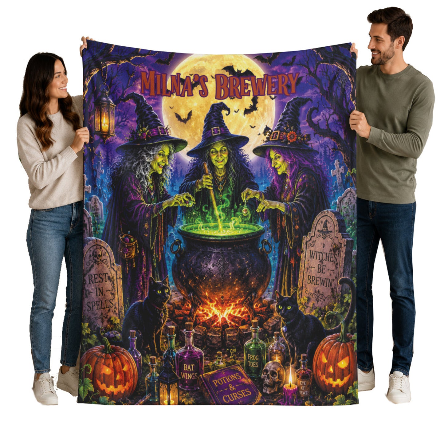 Personalized Witches Cauldron Brewing Potions Blanket