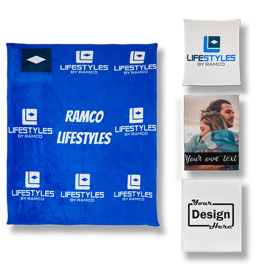 Custom Velveteen Plush Throw Blanket - 50" x 60" Double Sided