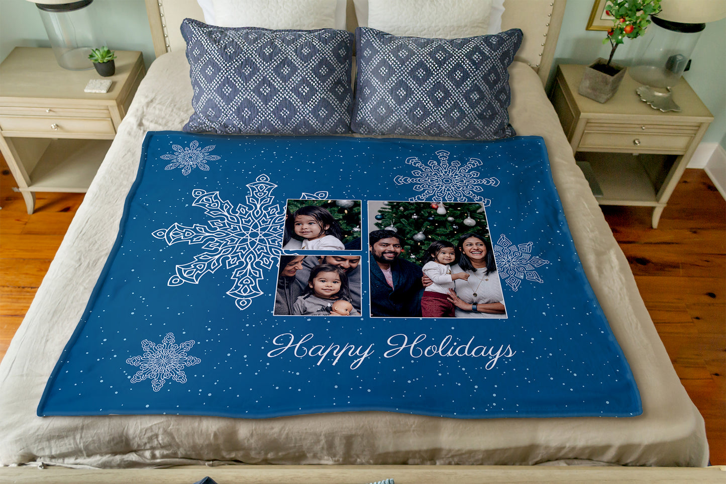 Holidays and Snowflakes Personalized Throw