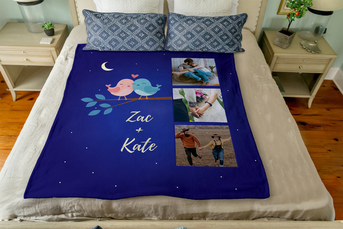 Two Birds Sitting in a Tree, K-I-S-S-I-N-G: Plush Throw (50” x 60”)