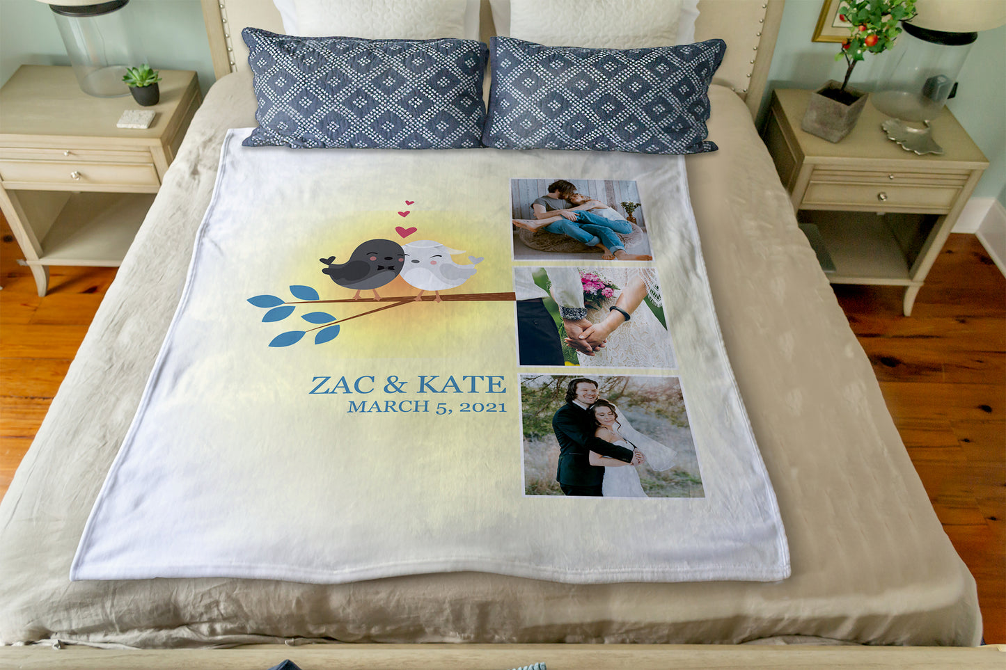 Two Birds Sitting in a Tree, K-I-S-S-I-N-G: Plush Throw (50” x 60”)