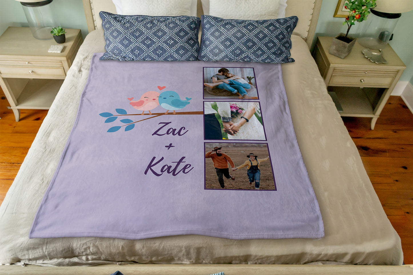 Two Birds Sitting in a Tree, K-I-S-S-I-N-G: Plush Throw (50” x 60”)