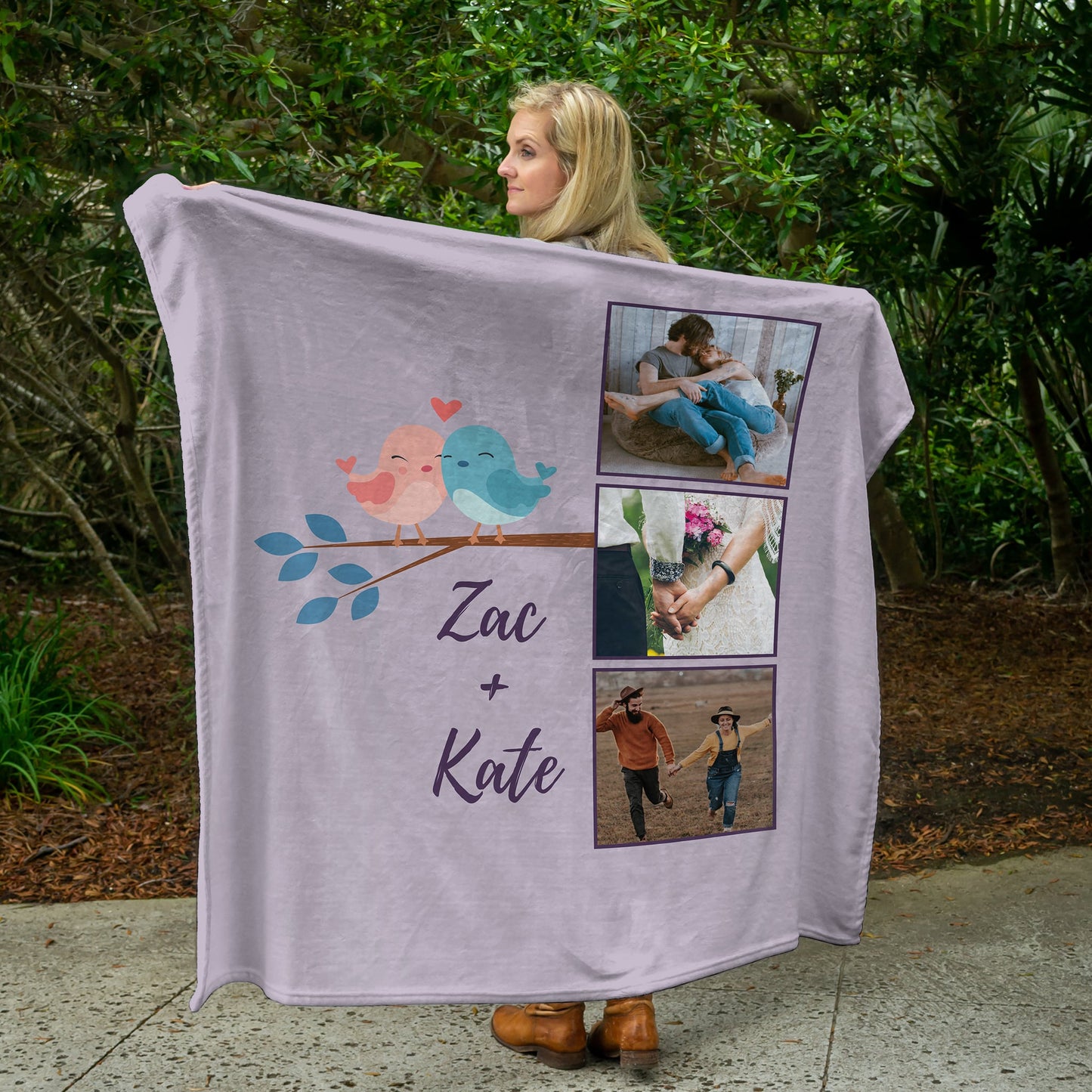 Two Birds Sitting in a Tree, K-I-S-S-I-N-G: Plush Throw (50” x 60”)