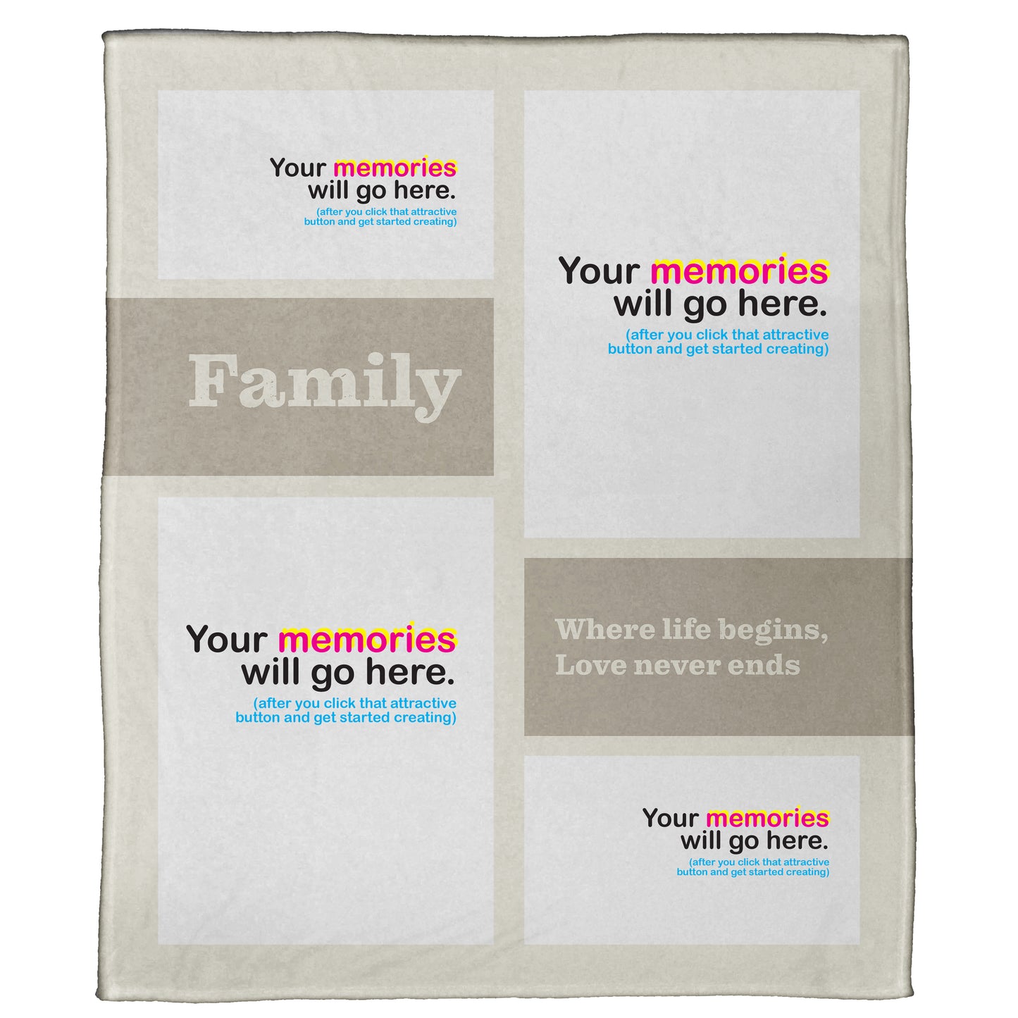 Life Begins with Family Plush Throw (50” x 60”)