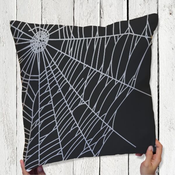 Spider Web Halloween Throw Pillow - 16" Thumbnail