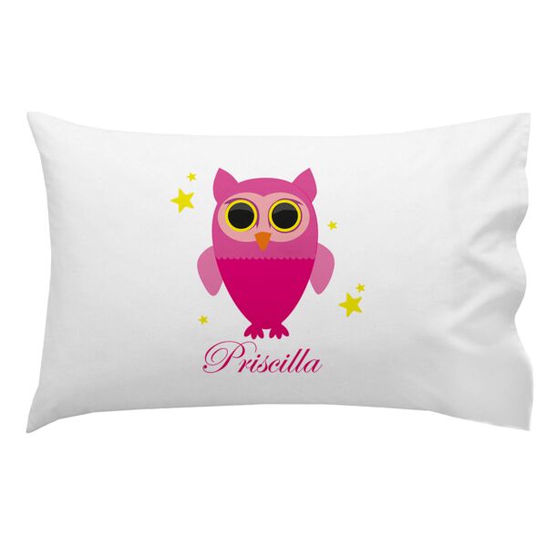 Monogrammed Pink Owl with Stars Pillowcase 30" x "20  Thumbnail