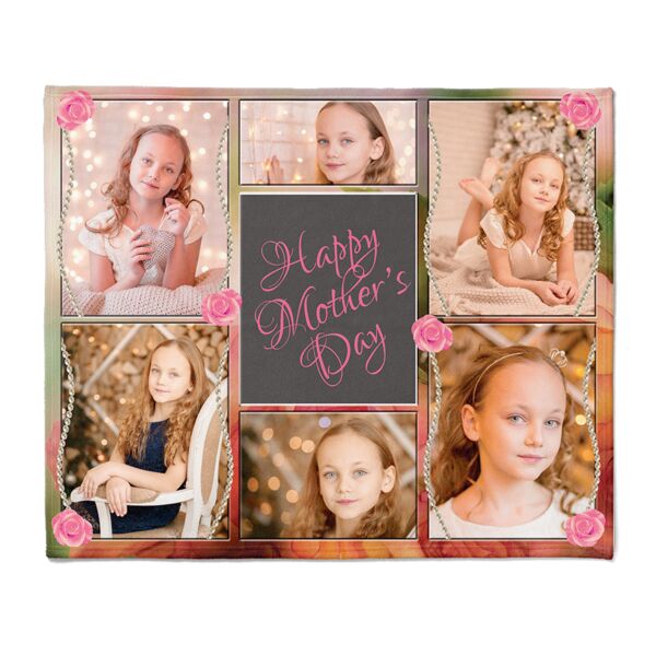 NEW!!! Personalized Mother's Day Rose's and Beads Fleece 50" x 60" Throw Blanket Thumbnail