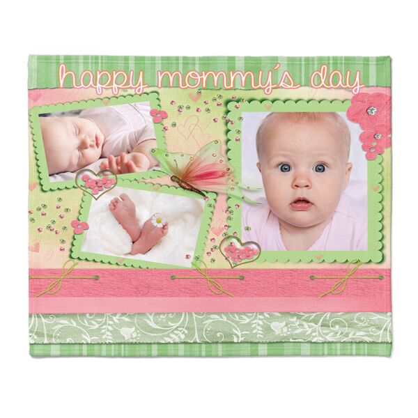 NEW!!! Personalized Mother's Day 'Scrapbook' Fleece 50" x 60" Throw Blanket Thumbnail