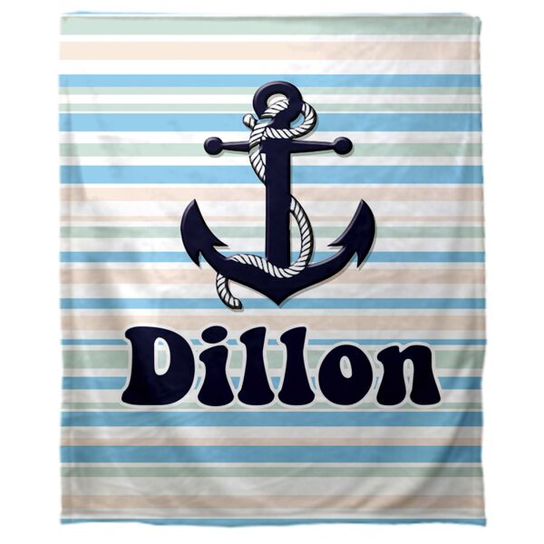 Personalized Anchors Away Baby Fleece Blanket - 30" x 40" Thumbnail