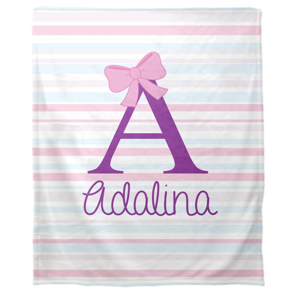 Personalized Bow Baby Baby Fleece Blanket - 30" x 40" Thumbnail