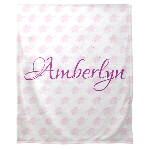 Personalized Baby Elephant (Girls) Fleece Blanket - 30" x 40" Thumbnail