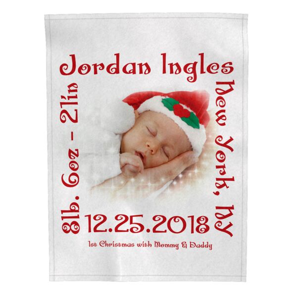Personalized Baby's 1st Christmas Photo Collage Soft Medium Fleece Blanket - 30" x 40" Thumbnail