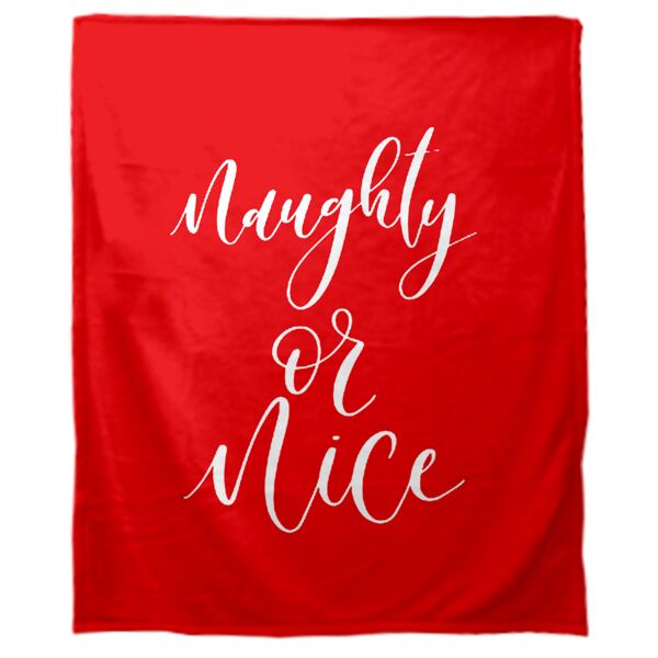 Personalized Christmas Naughty or Nice (Red) Soft Medium Fleece Blanket - 50" x 60" Thumbnail