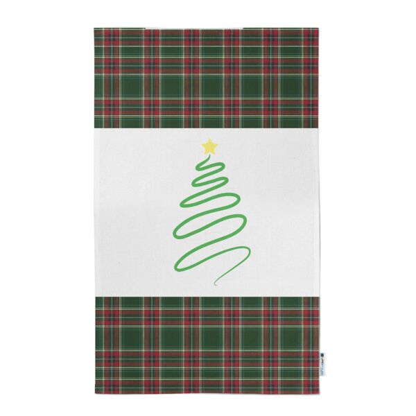 Personalized (Optional) Christmas Plaid & Tree Kitchen Towel 11"x18" Thumbnail