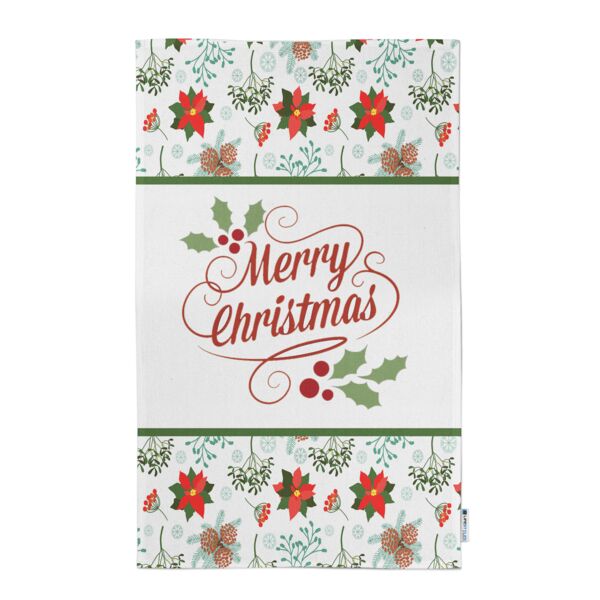 Personalized (Optional) Holly Leaf  Merry Christmas Kitchen Towel 11"x18" Thumbnail