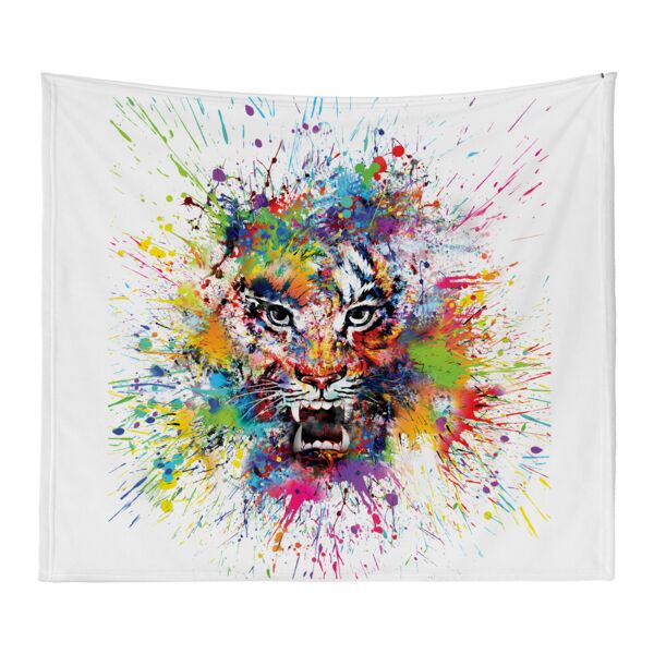 Personalized Photo Collage Artistic Tiger Microfiber Wall Tapestry - 60" x 50" Thumbnail