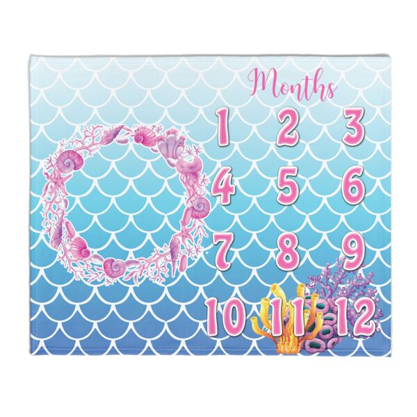 Mermaid Monthly Milestone Blanket - 30" x 40" Velveteen Thumbnail