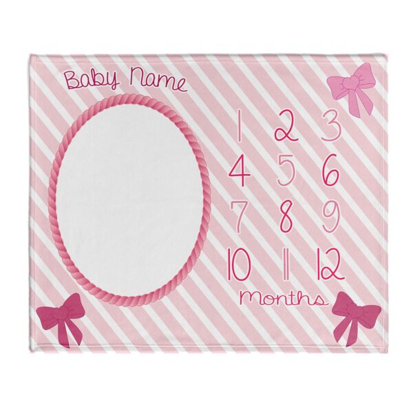 Baby Girl Bows Milestone Blanket - 30" x 40" Velveteen Thumbnail