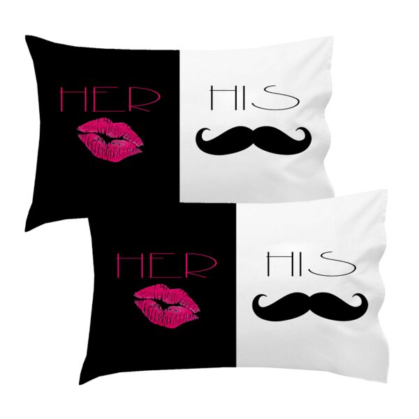 Personalized His Side Lip Stache v2 Pillowcase Set Thumbnail