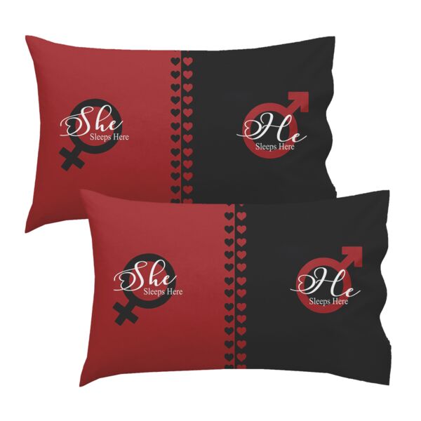 Personalized His & Her Symbols Pillowcase Set Thumbnail