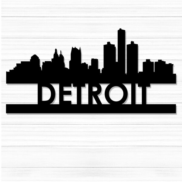 City Scape Metal Cutout 48" Wide -  Detroit Thumbnail