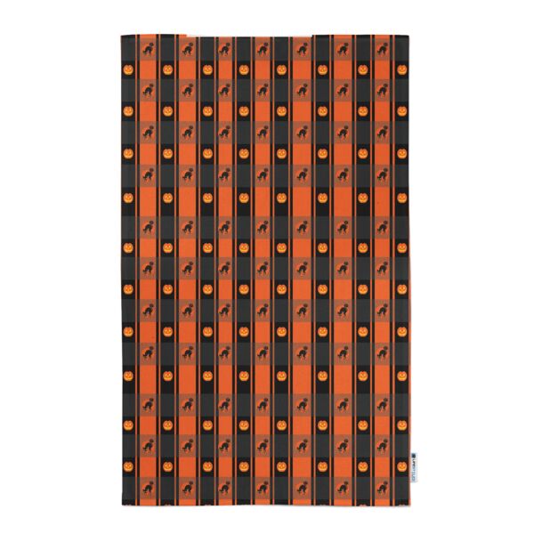 Halloween Jack O' Lantern and Black Cat Pattern Personalized (Optional)  Kitchen Towel 11"x18" Thumbnail